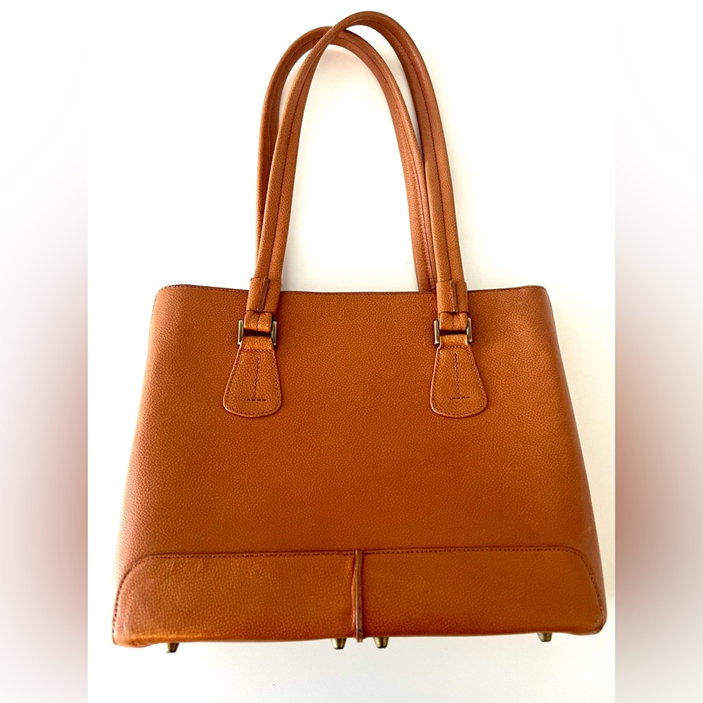 Lottusse Tan Leather Structured Shoulder Bag - Picture 2 of 9